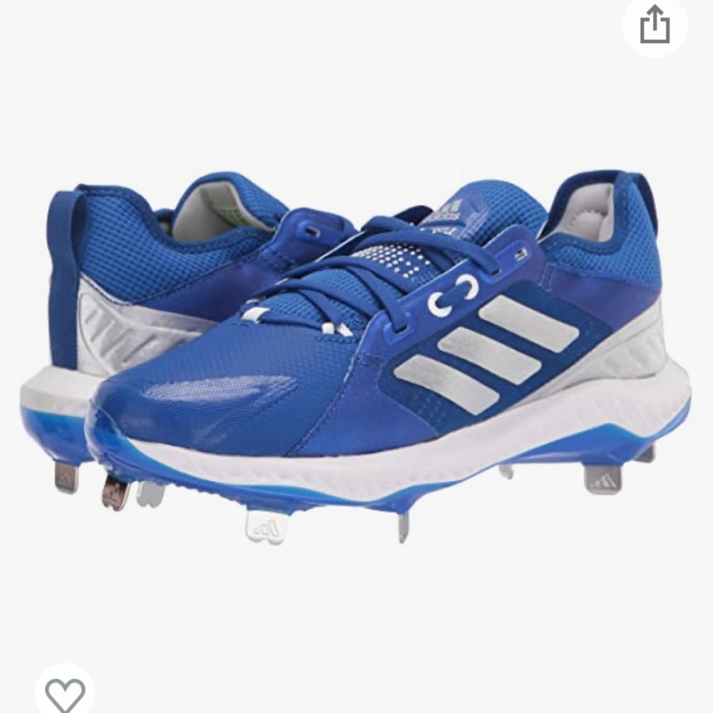 Adidas PureHustle Women’s Softball/Baseball Shoe Royal Blue/Silver/White Sz 5